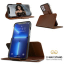 Dreem Fibonacci Wallet Case for iPhone 13 Pro Max | 2-in-1 Detachable Vegan Leather Cover [Chocolate]