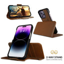 Dreem Fibonacci Wallet Case for iPhone 14 Pro | 2-in-1 Detachable Vegan Leather Cover [Chocolate]