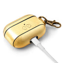 Dreem Vegan Leather Case Cover with Keychain Clip Compatible with AirPods Pro 1 for Apple 1st Generation [Gold]