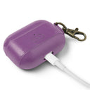 Dreem Vegan Leather Case Cover with Keychain Clip Compatible with AirPods Pro 1 for Apple 1st Generation [Purple]