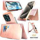 Dreem Fibonacci Wallet Case for iPhone 15 Pro | 2-in-1 Detachable Vegan Leather Cover [Rose]