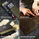 Dreem Real Leather for iPhone 17 Pro Max Case Wallet [Fibonacci:Olive]