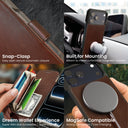 Dreem Real Leather for iPhone 17 Pro Max Case Wallet [Fibonacci:Chestnut]