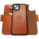 Dreem Fibonacci Wallet Case for iPhone 14 Plus | 2-in-1 Detachable Vegan Leather Cover [Caramel]