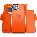Dreem Fibonacci Wallet Case for iPhone 14 & iPhone 16e Case Wallet | 3-in-1 Magnetic Detachable Vegan Leather Cover [Orange]