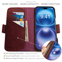 Dreem Fibonacci Wallet Case for iPhone 16 Pro Max / 2-in-1 Shockproof case with Detachable Luxury Real Leather Folio [Wine]