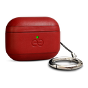 Deem Om AirPod Pro 3 Case, Leather, with Keychain, Protective One-Piece Hard Shell, Real Leather, with Reveal Motion Effect [Red]