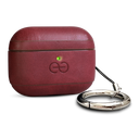 Deem Om AirPod Pro 3 Case, Leather, with Keychain, Protective One-Piece Hard Shell, Real Leather, with Reveal Motion Effect [Wine]