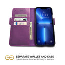 Dreem Fibonacci Wallet Case for iPhone 13 Pro | 2-in-1 Detachable Vegan Leather Cover [Purple]