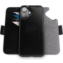 Dreem Fibonacci Wallet Case for iPhone 16 | 2-in-1 Detachable Vegan Leather Cover [Black]