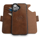 Dreem Fibonacci Wallet Case for iPhone 16 Plus | 2-in-1 Detachable Vegan Leather Cover [Chocolate]