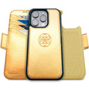 Dreem Fibonacci Wallet Case for iPhone 16 Pro | 2-in-1 Detachable Vegan Leather Cover [Gold]