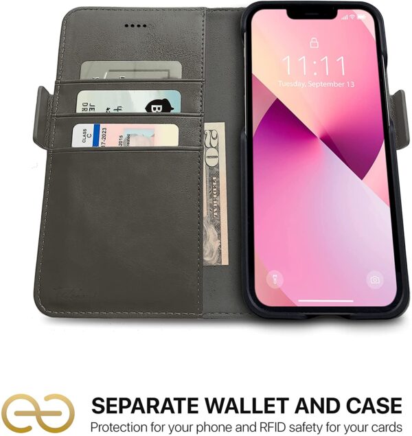 Fibonacci 2-in-1 Wallet Case for iPhone 13 - Grey