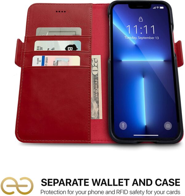 Fibonacci 2-in-1 Wallet Case for iPhone 13 Pro - Red