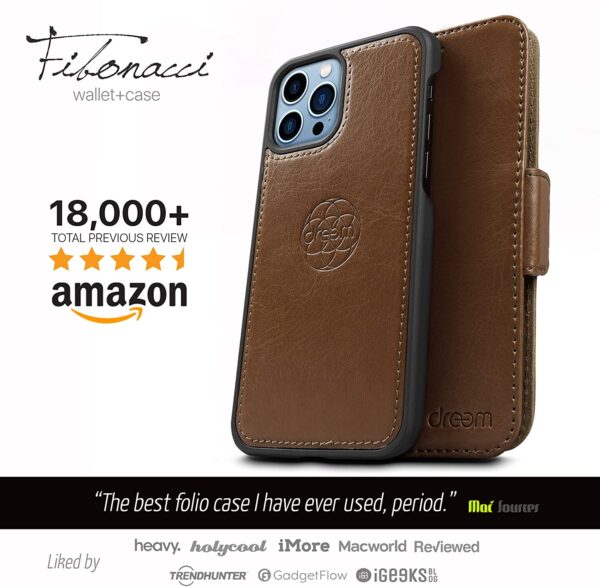 Fibonacci 2-in-1 Wallet Case for iPhone 13 Pro - Coffee