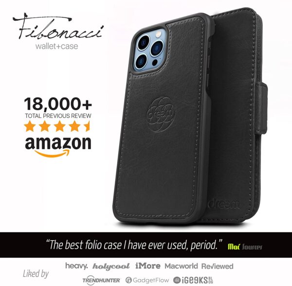 Fibonacci 2-in-1 Wallet Case for iPhone 13 Pro - Black