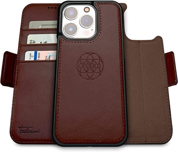 Fibonacci 2-in-1 Wallet Case for Apple iPhone 14 Plus - Coffee