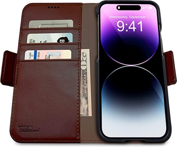 Fibonacci 2-in-1 Wallet Case for Apple iPhone 14 Plus - Coffee